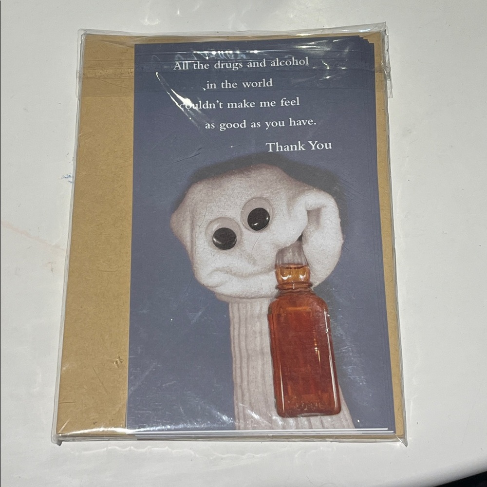 Funny Greeting Thank you Cards 6 pieces set with Sock Puppet Design new